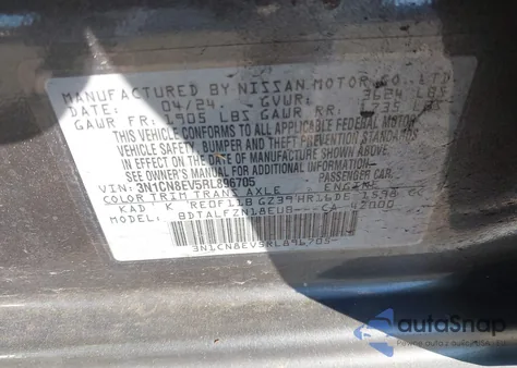 2024 Nissan Versa 1.6 Sv из США, поврежденный, VIN 3N1CN8EV5RL896705